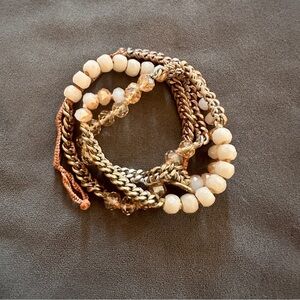 Chloe + Isabel Wrap Bracelet Beaded Chain Mix Neutral Blush Boho Glam Festival